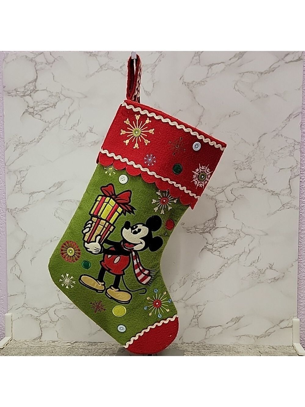 Mickey Mouse Stocking Green Felt Disney Store Retired Embroidered Christmas - Picture 1 of 7
